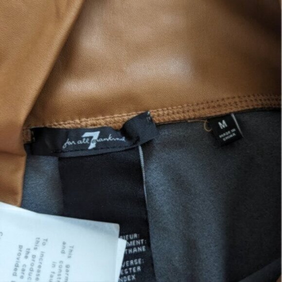 NWT 7 For All Mankind camel faux leather leggings - Picture 7 of 7